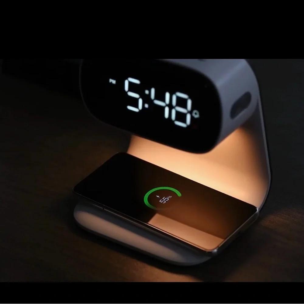New Digital Alarm Clock Wireless Fast Charging Station 15W Touch Smart Lamp